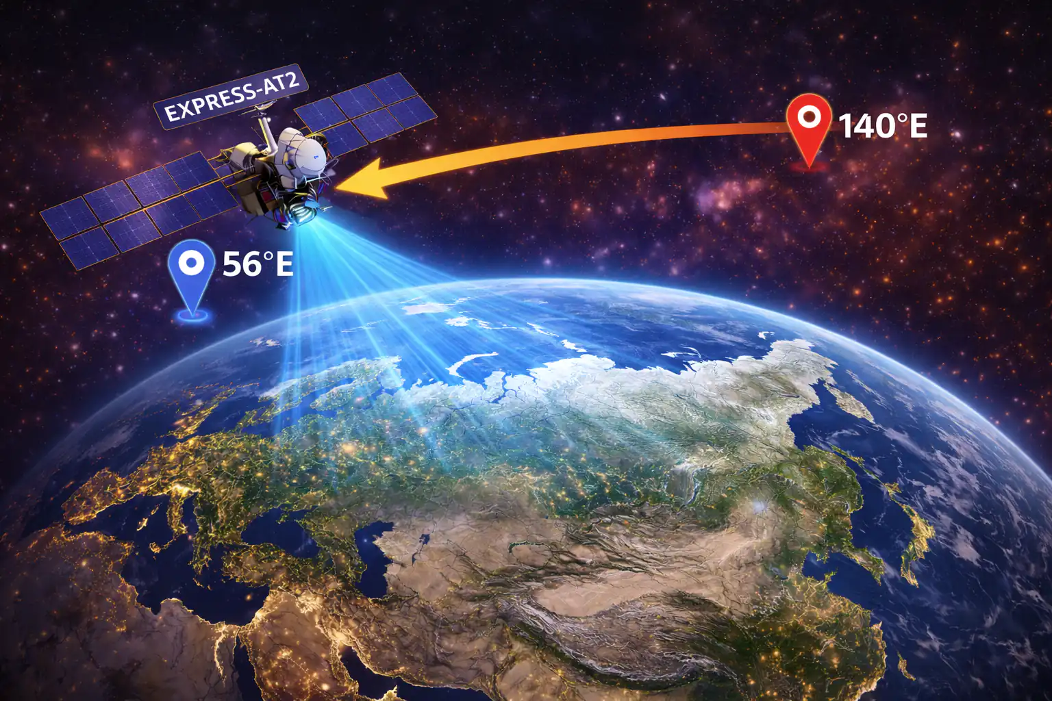 Спутник Express AT2 56° уже добрался