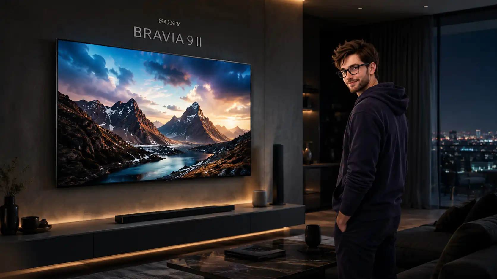 Гик в помещении с телевизором от Sony BRAVIA 9 II