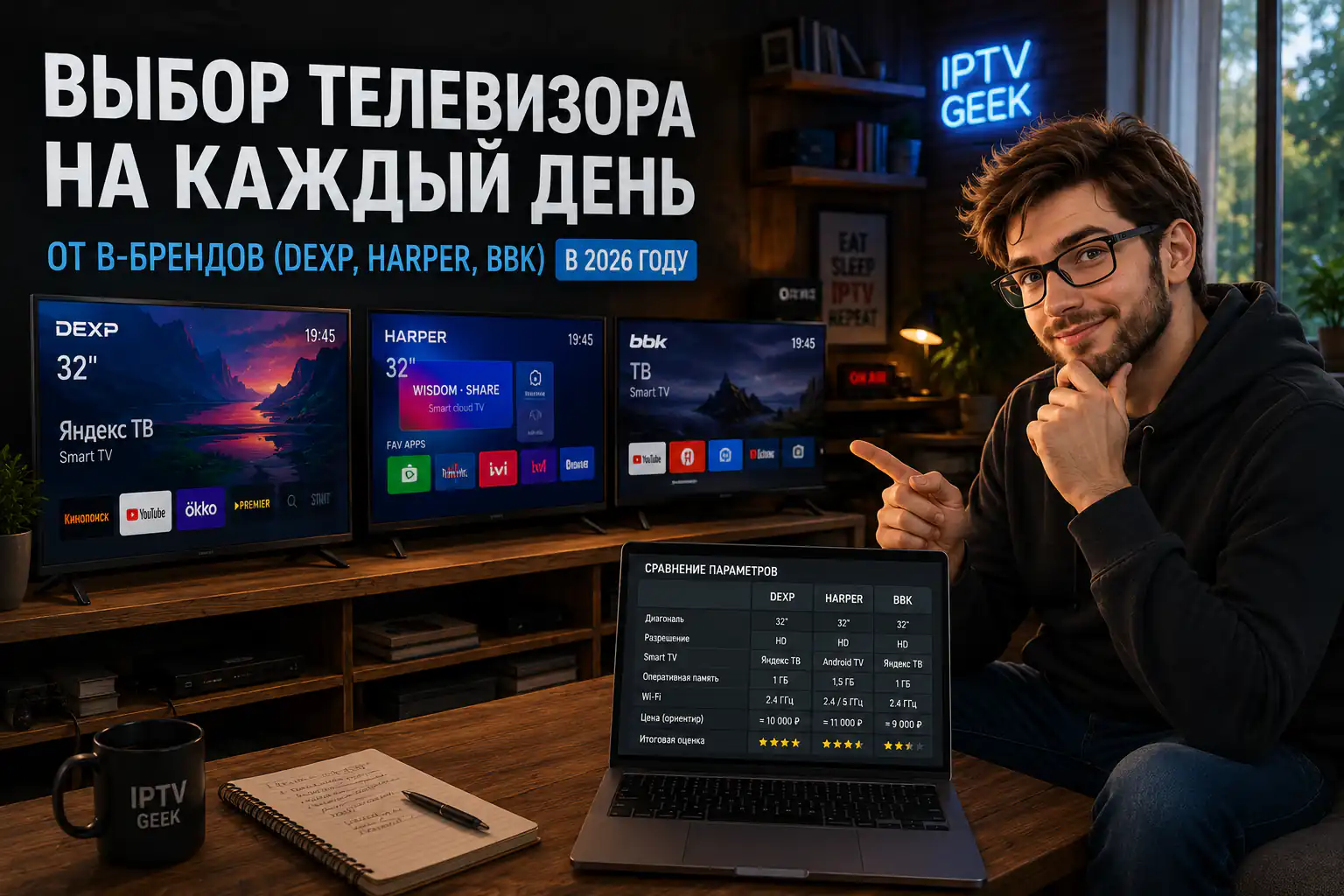 Гик выбирает телевизор (Dexp, Harper, BBK)